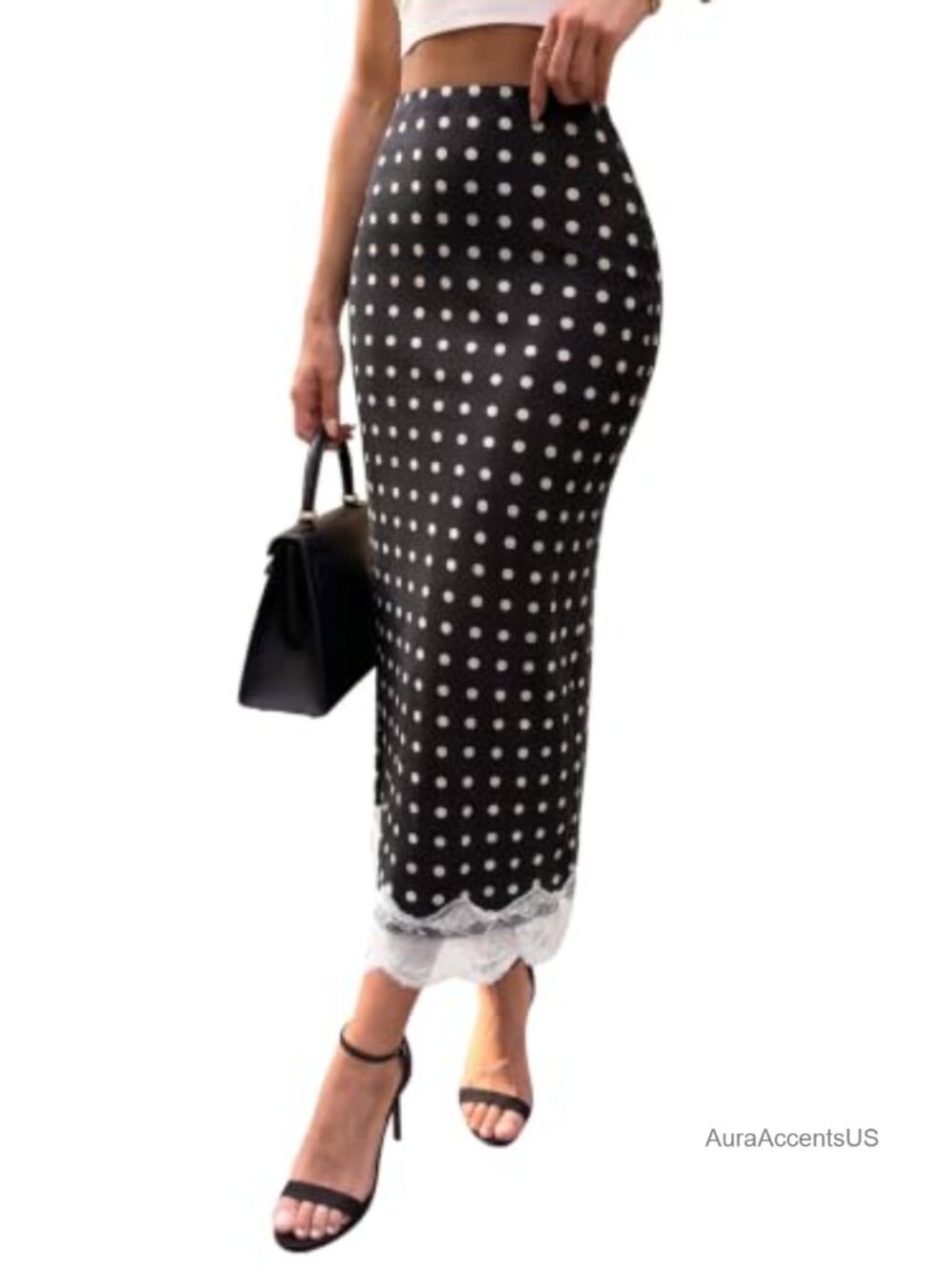 Women's Polka Dot Maxi Skirt Silk Satin High Waist A-Line Long Skirt Fall Winter